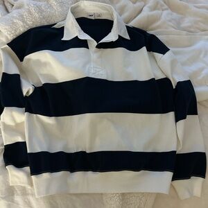 Aritzia Navy and White Striped Lomu polo Long Sleeve Top
